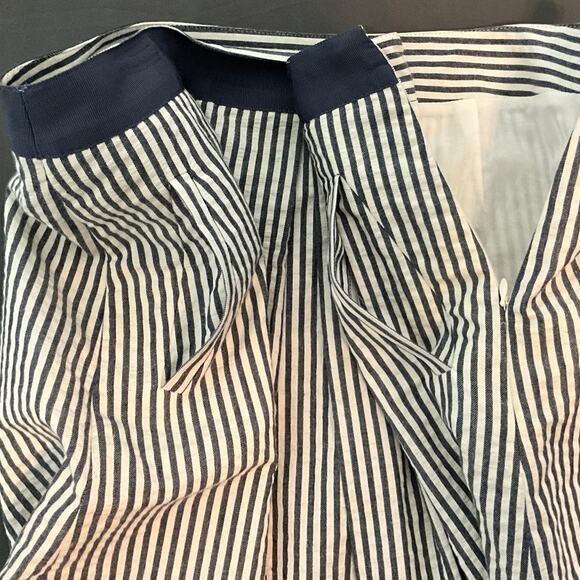 Banana Republic Women's Lined Skirt Sz 8 Denim Blue Seersucker Pleated Pockets - Picture 5 of 10